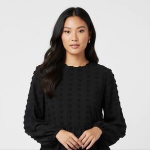 Elegant Black Textured Midi Dress